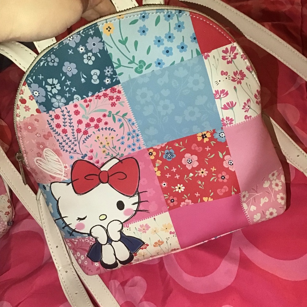 Rare Hello Kitty Floral Patchwork Loungefly Mini … - image 5